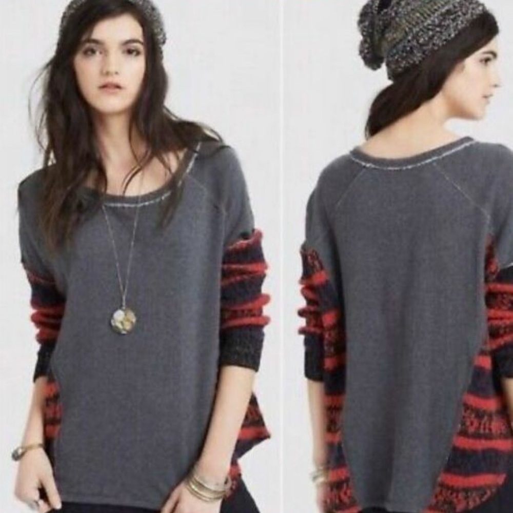 Free People mixed fabric sweater top